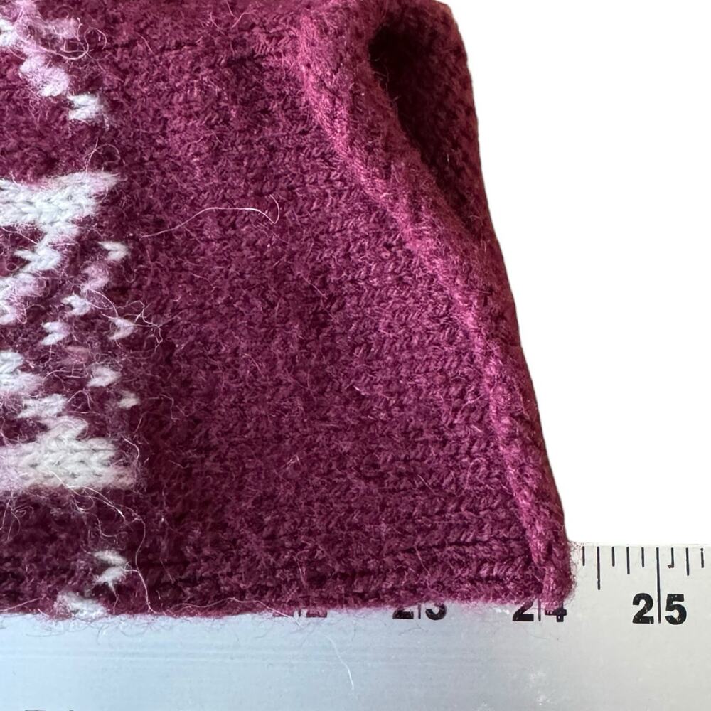 Women's Burgundy and White Patterned Sweater - Picture 7 of 9